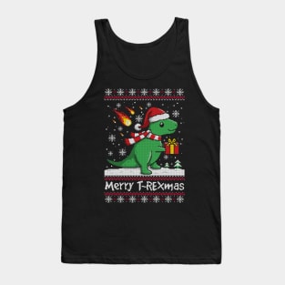 Merry t rex mas ugly christmas sweater Tank Top